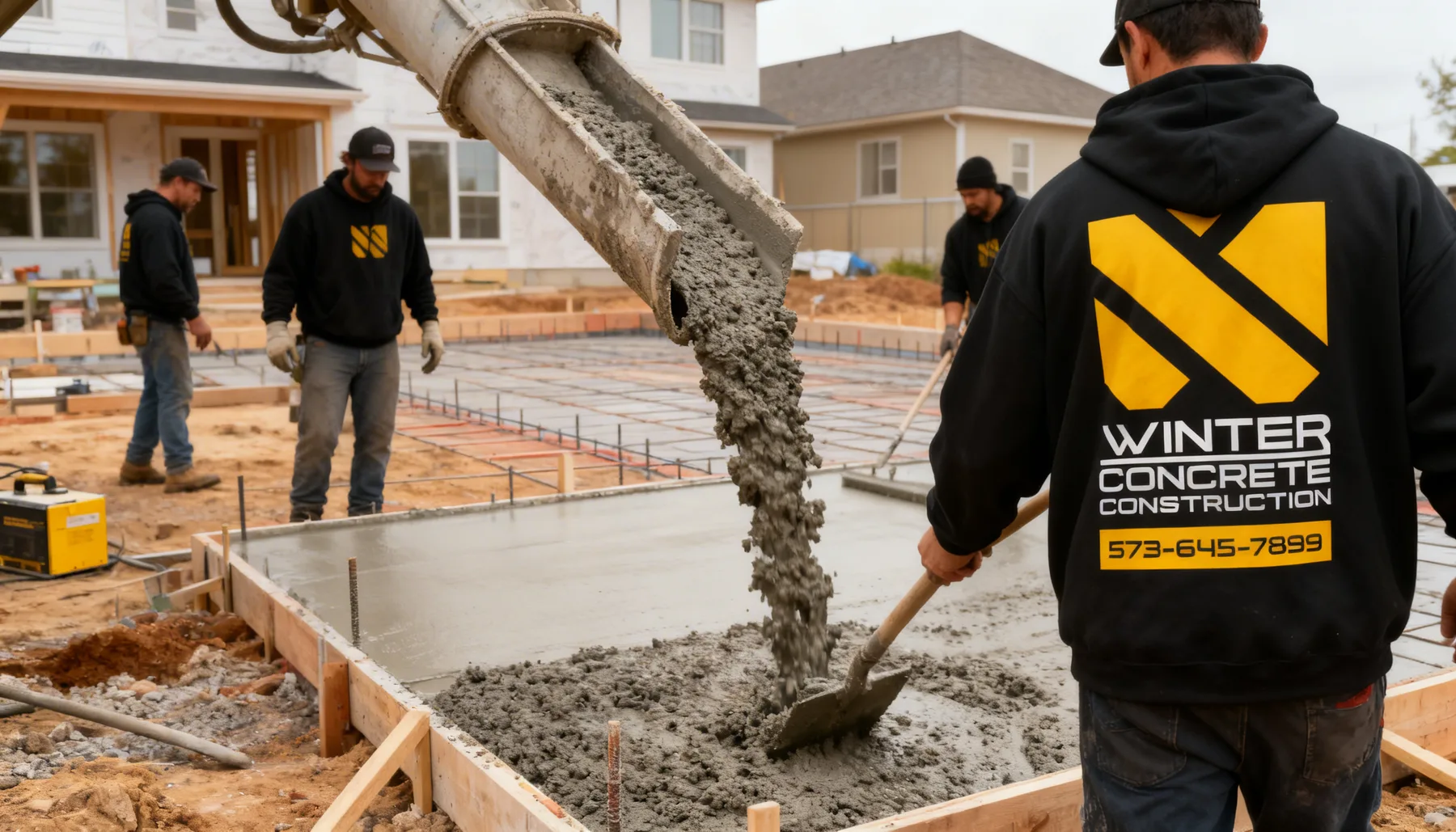 Placing concrete into formed footings